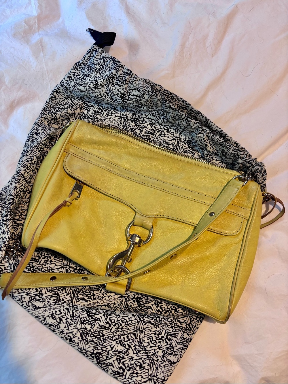 Rebecca Minkoff Yellow Leather Shoulder Bag with Silver Hardware